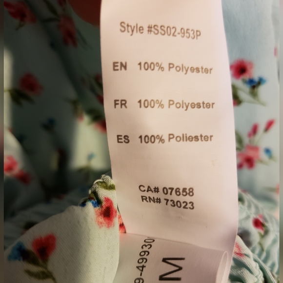 Revamped Seafoam Green Floral Top Elastic Waist Boho Frilly Woman Medium NWOT - Picture 7 of 7